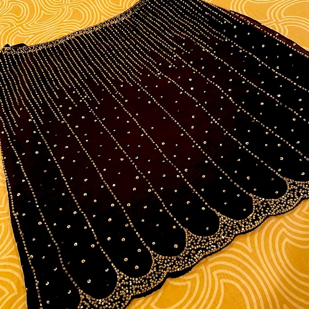 Night Way Collections Black and Gold Beaded Skirt
